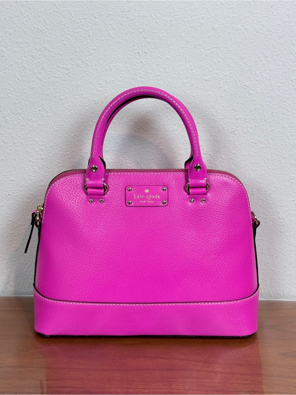 kate spade Wellesley Hot Pink Pebbled Leather Satchel EUC